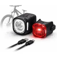 ADDVIEW Fahrradbeleuchtung LED Fahrradlicht Set Akku USB aufladbar StVZO Frontlicht & Rücklicht, Werkzeugfrei, Seitliche Sichtbarkeit