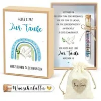 Wiladu Spardose Taufe Geschenkbox Taufgeschenk Reagenzglas Jutesäckchen