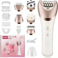 ibettertec Epilierer Epilierer Damen,6-in-1 Epilierer für Damen Kabelloser, Nass und Trocken-Gesichtsepilierer mit Peelingbürste,Reinigungsbürste,Massagekopf IPX7 Wasserdicht,USB Wiederaufladbar und Tragbar