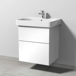Sanipa 3way Waschtischunterbau zu Geberit Smyle Square Waschtisch mit 2 Auszügen, Weiß-Glanz SF67078