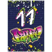 JUNAPACK Einladungskarten Graffiti zum Kindergeburtstag Mädchen Jungen Einladungen neon, Einladungskarten zum 11. Geburtstag mit Graffiti Motiv