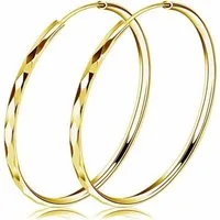 LuxusKollektion Paar Creolen Creolen Silber 925 Groß Hoop Ring Huggie Kreolen Rund Ohrhänger Gold
