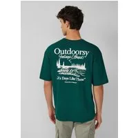 s.Oliver Kurzarmshirt T-Shirt Print-T-Shirt im Relaxed Fit mit Flammgarnstruktur