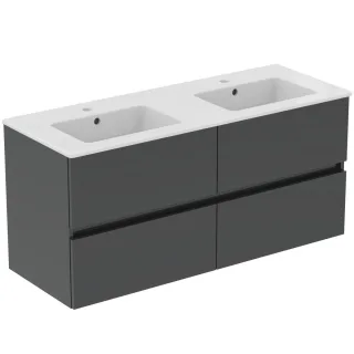 Ideal Standard Möbelpaket Eurovit+ m.WT 121cm Weiss u.Schrank 120cm 4Ausz. Hgl.grau lackiert, R0577T R0577TI