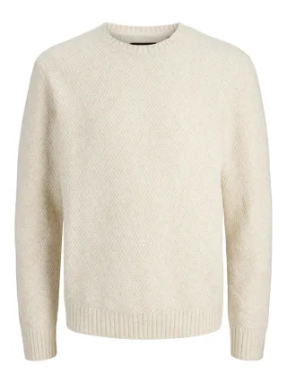 JACK&JONES - JPRBLAWILSON KNIT CREW NECK STYD AW25 Cloud Dancer - Gr. - XXL