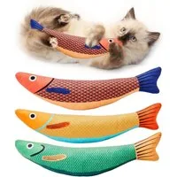 TUWENA Tierkuscheltier Katzenspielzeug Set, 3 Fischkicker mit Katzenminze & Knistergeräusch, (3-tlg) Zahnschonend, weich & robust, für alle Katzen, zur Selbstbeschäftigung