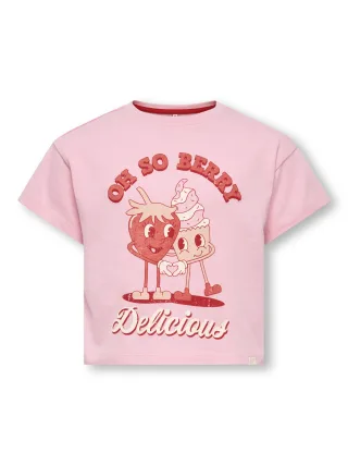 KIDS ONLY - KMGBELINDA LIFE SS REG PRINTED TEE JRS Romance Rose - Gr. - 128
