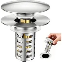 AFKSMILE Waschbeckenstöpsel Waschbeckenstöpsel Pop Up Edelstahl Abflusssieb, Abflussstopfen, Universal Abflussstopfen mit Sieb für Waschbecken (28,5-55 mm Loch)