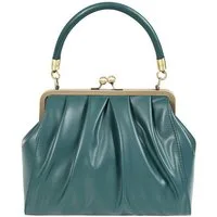 Banned Handtasche Scarlett Frame Grün, Rockabilly Vintage Henkeltasche