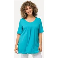Ulla Popken T-Shirt T-Shirt Zierfalten A-Linie Rundhals Halbarm Modal