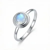 mantraroma Silberring HULETTI aus 925 Silber mit Regenbogen Mondstein (Ring mit Schmuckbeutel), Damenring aus 925er Silber