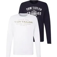 TOM TAILOR Langarmshirt (Packung, 2-tlg) 2er Pack / mit Logo Print