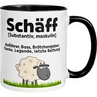 Momentals Tasse Chef – „Schäff – Brötchengeber Problemlöser“ – Geschenk Bester Chef, Gratis Versand · Links-&Rechtshänder · Spülmaschinenfest