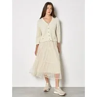 Apricot Cardigan Schimmernder Baumwollcardigan mit dekorativen Knöpfen