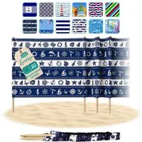 Lantigo Windschutz Sichtschutz Sonnenschutz Strandparavent aus Mikrofaser – portabel, (Marine Muscheln, Länge: 4 m), - Faltbarer Sonnenschutz für Strand, Camping & Garten