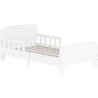 AIYAPLAY Kinderbett mit Rausfallschutz, Lattenrost (Kleinkindbett, 1-tlg., 143,5 x 74,2 cm Einzelbett), für Mädchen und Jungen 3–8 Jahre, Weiß