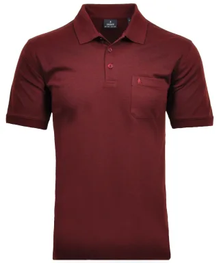 RAGMAN - Softknit-Polo mit Brusttasche, kurzarm rot - Gr. - XL