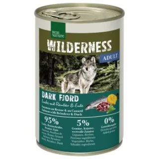 REAL NATURE WILDERNESS Nassfutter Hund, Adult, Dark Fjord, Lachs mit Rentier und Ente 24x400 g