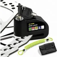 Fyrove Bremsscheibenschloss mit Alarm 110dB, Motorradschloss mit Erinnerungskabel (Diebstahlsicherung für Motorrad, Fahrrad und Scooter), wasserdichtes Sicherheitsschloss mit Aluminiumgehäuse