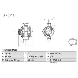 Bosch Lichtmaschine 220A 0986047800 Mercedes Gl-Klasse M-Klasse R-Klasse S-Klasse