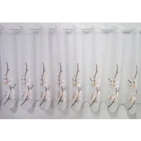 Stickereien Plauen Scheibengardine Kirschblüte (1 St), Stangendurchzug, transparent, Voile