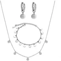 Kim Johanson Schmuckset Plättchen (Set, 3-tlg., inkl. Schmuckbox), aus Edelstahl, Kette, Armband & Fußkette, verstellbar