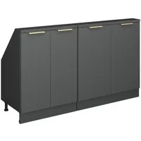 Vicco Kommode Rion, Anthrazit-Gold, 140 cm 2er Set (2 St)