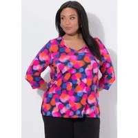 Ulla Popken Longshirt Longshirt Punkte A-Linie V-Ausschnitt 3/4-Arm