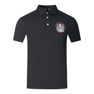 Aquascutum Aldis London Logo Schwarzes Poloshirt