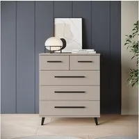 OTTO home Sideboard Lagos, Kommode, 5 Schubladen, schwarze Griffe & Füße (Wäscheschrank Bestseller in Top Qualität), modernes Design, B/T/H je 70/39,5/82,5 cm, Schlafzimmerschrank