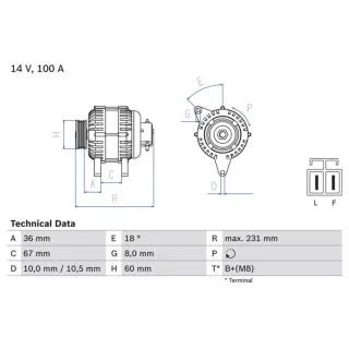 Bosch Lichtmaschine 100A Opel Astra H 1,7 CDTI 0986048320