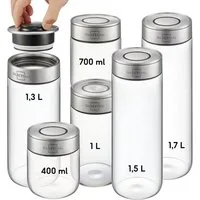 SILBERTHAL Vorratsglas 6er Set, Vorratsdosen mit Klickdeckel, Glas, Edelstahl, (6er Set Mix, 6-tlg), Luftdicht & Mottensicher
