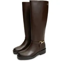 Tommy Hilfiger TH STUD LEATHER KNEE RIDING BOOT Stiefel Blockabsatz, Langschaftstiefel mit goldfarbener Zierspange