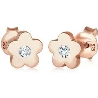 Elli Paar Ohrstecker Kinder Blume Rosa 925 Silber, mit Kristallen von Swarovski®, Blume