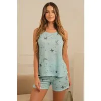 Elegant Love Shorty Damen Pyjama-Set – Elegante Nachtwäsche & Loungewear (Schlafanzug Set, 2 tlg., ärmelloses Top und Shorts) Bequeme Homewear mit Druckmuster – ideal für Sommer und Übergangszeit
