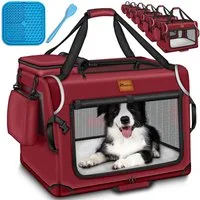 TRESKO Hunde-Transportbox Hundebox faltbar inkl. Leckmatte und Spatel bis 15,00 kg, Transportbox für Hunde und Katzen Hundetransportbox Hundetasche