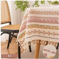 BTTO Gartentischdecke Boho Tischdecke Vintage wasserdicht & ölbeständig mit Quasten, Rechteckige Tischdecke, Möbelschutz Outdoor für Terrasse