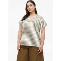 s.Oliver Kurzarmshirt T-Shirt Gestreiftes Jersey-T-Shirt mit V-Ausschnitt
