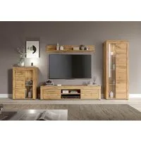 OTTO home Wohnwand AOSTA, Breite 310cm, 4-teilige Wohn-Kombination, (4-St., bestehend aus: Vitrine, Lowboard, Wandboard & Vitrine hoch), Wohnwand, Kombination, Anbauwand, Möbel Set, Schrankwand, Möbel Kombi