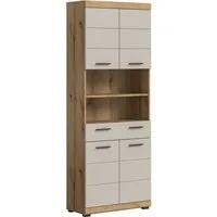 welltime Hochschrank SIENA, Breite 74cm, 4 Türen, 1 Schubkasten, 2 offene Fächer, MDF-Front (TOPSELLER) in verschiedenen Farben erhältlich, Badmöbel, Badschrank, Schrank, Bad