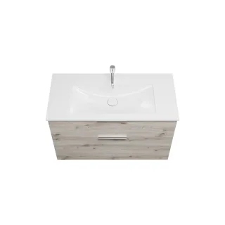 Burgbad Mineralguss Waschtisch-Set Eqio Eiche Dekor Silber/Alpinweiss, SEYU102F6015C0001 SEYU102F6015C0001