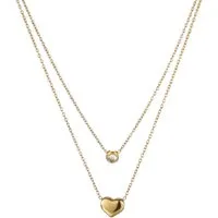Firetti Kette mit Anhänger Schmuck Geschenk Edelstahl Halsschmuck doppelreihig Layering Herz, mit Zirkonia (synth)
