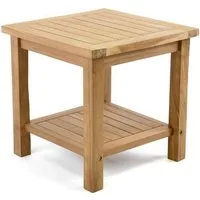 VCM Gartentisch Balkontisch Teakholz H. 50 x B. 50 x T. 50 cm, Blumenhocker, Beistelltisch