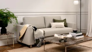 BRUNO Schlafsofa 140cm in Hellgrau | Klassik | stabiles Massivholz & Boxspringkomfort
