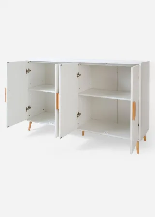bonprix Sideboard, weiß, Gr.88x140 cm, Sideboard in schlichtem Weiß mit Holzakzenten