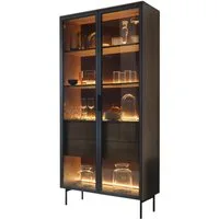 Compleo Glasvitrine mit 2 Schubladen, zweiturig, Stimmungsvolle LED-Beleuchtung