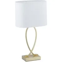 relaxdays Tischleuchte Goldene Tischlampe mit Stoffschirm