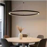 GLOBO LIGHTING LED Pendelleuchte, LED-Leuchtmittel fest verbaut, Warmweiß, LED Pendelleuchte Wohnzimmerlampe dimmbar Metall schwarz H 120 cm