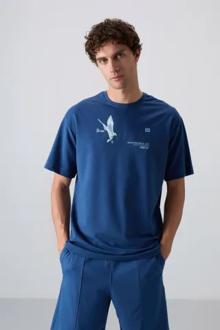 Übergröße Bedrucktes Rundhals-T-Shirt