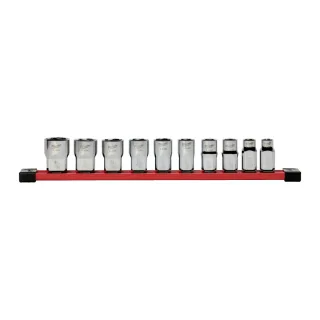 Milwaukee Steckschlüsseleinsatz 1/2" Set 6-kant imperial, 10-teilig auf Schiene - 4932501806
